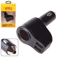 Разветвитель прикуривателя VOIN 1 выход + 2USB 2400mA 12/24V SC-1528С (SC-1528C)