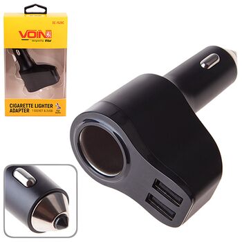 Разветвитель прикуривателя VOIN 1 выход + 2USB 2400mA 12/24V SC-1528С (SC-1528C)