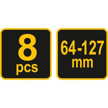 Пили кільцеві по дереву + свердло Ø=64-127 мм, Набір 8 шт. в кейсі, 22571 VOREL