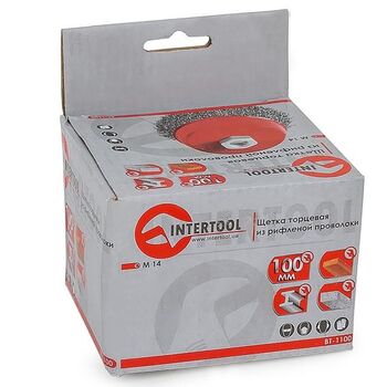 Щетка чашечная 100 мм, для УШМ, М14 (витая проволока) (BT-1100 Intertool)