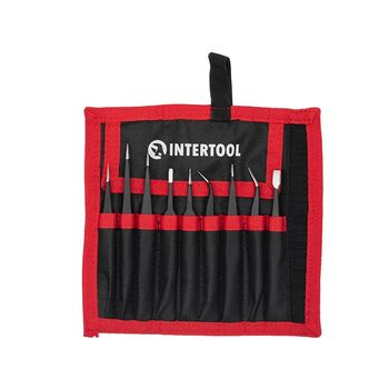 Набор пинцетов радиотехнических 9шт, антистатические, в чехле, NT-6002 INTERTOOL