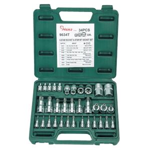 Набор торц головок 1/2",3/8",1/4" внутр. и наруж. ТORX 34предм. (9634T HANS tools)
