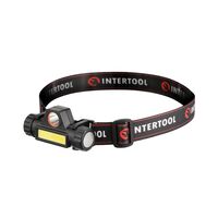 Ліхтар налобний акумуляторний XPE + COB, магніт, INTERTOOL LB-0309