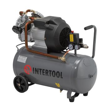 Компресор 50л, 3 кВт,  220 В, 10 aтм, 420 л/хв, 2 циліндри., PT-0007 INTERTOOL