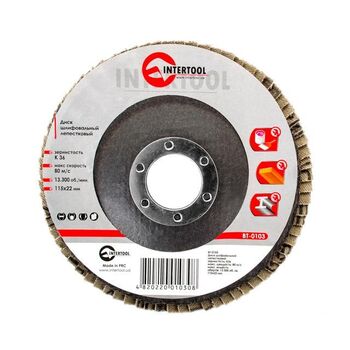 Диск шлифовальный лепестковый 115 * 22мм зерно K36 (BT-0103 Intertool)
