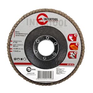 Диск шлифовальный лепестковый 115 * 22мм зерно K150 (BT-0115 Intertool)