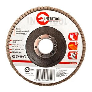 Диск шлифовальный лепестковый 125 * 22мм зерно K40 (BT-0204 Intertool)