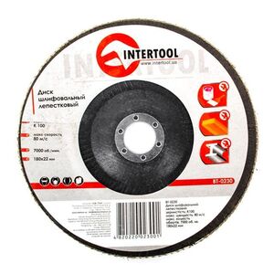 Диск шлифовальный лепестковый 180 * 22мм зерно K100 (BT-0230 Intertool)