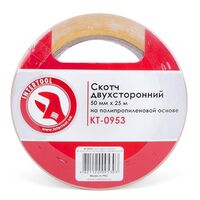 Скотч двухсторонний 50 мм*25 м на полипропиленовой основе (KT-0953 Intertool)