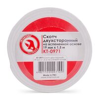 Скотч двухсторонний 19 мм*1.5 м на вспененной основе (KT-0971 Intertool)