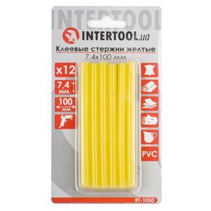 Комплект стрижнів клейових жовтих 7,4 мм * 100 мм, 12 шт., RT-1050 INTERTOOL