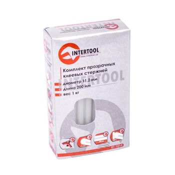 Комплект прозрачных клеевых стержней 11.2мм * 200мм, уп. 1кг (Stanley RT-1015 Intertool)