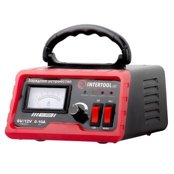 Зарядное устройство 6/12В, регулировка силы тока 0-10А, 230В, AT-3020 INTERTOOL