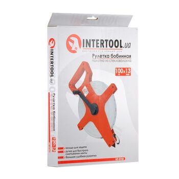 Рулетка геодезична з полотном з скловолокна 50 м * 13 мм, MT-0755 INTERTOOL