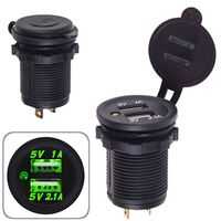 Автомобильное зарядное устройство 2 USB 12-24V врезное в планку  NEW (10251 USB-12-24V 3,1A GRE)
