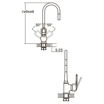 Смеситель s46 Ø40 для кухни гусак силиконовый на гайке (ML-4B544C), AQUATICA 9746130