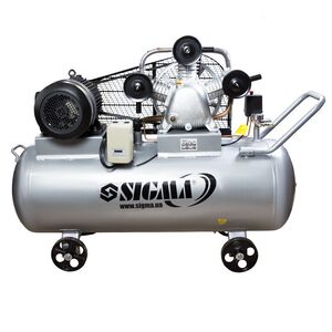Компресор ремінний W 380В 5.5кВт 865л/хв 10бар 200л 2 крана, SIGMA 7044761