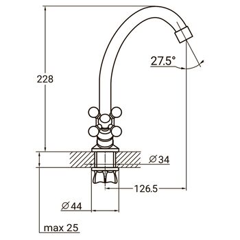 Смеситель s83 ½" для кухни эконом на гайке (КРАТНО 2ШТ) (QM-1B159C), AQUATICA 9783100