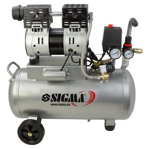 Компресор двоциліндровий безмасляний 1.1кВт 154л / хв 8бар 30л, SIGMA 7042531