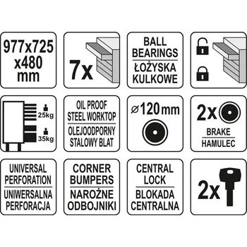 Тележка инструментальная 7 ящиков на колесах YT-09032 YATO