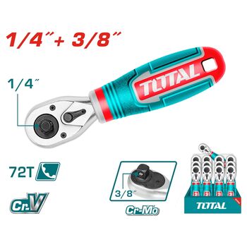 Ключ-трещотка двухсторонняя 1/4"-3/8" THT1061438 TOTAL