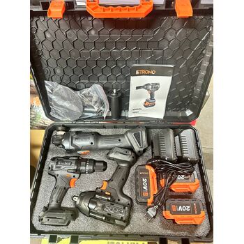 Набор аккумуляторного инструмента STROMO PA180SET (КШМ, Гайковерт, Шуруповерт, 3 АКБ 4А, 2 З/П) бесщеточный