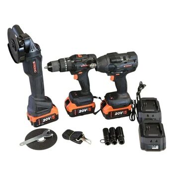 Набор аккумуляторного инструмента STROMO PA180SET (КШМ, Гайковерт, Шуруповерт, 3 АКБ 4А, 2 З/П) бесщеточный