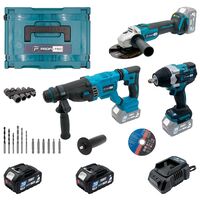 Набір PROFI-TEC Combo Set 3/5 (перфоратор PBH201BL, гайковерт DTW800BL, КШМ DGA20BL, 2АКБ 5Аг, З/П)
