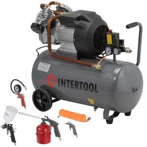 Компресор 50л 2-х циліндровий і набір фарбувальний PT-0007-PT-1501 Intertool