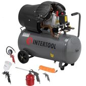 Компрессор 50л 2-х цилиндровый и набор покрасочный PT-0004-PT-1502 Intertool 