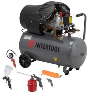 Компресор 50л 2-х циліндровий і набір фарбувальний PT-0004-PT-1502 Intertool