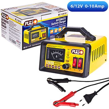 Зарядное устр-во PULSO BC-12610 6-12V/0-10A/10-120AHR/LED-Ампер./Ручная рег-ка