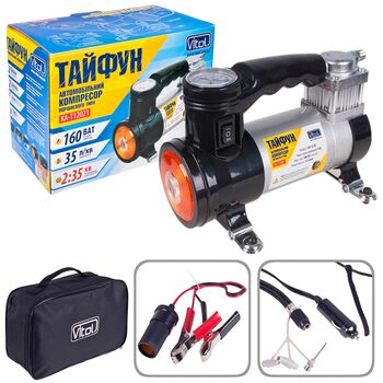 Компрессор "Тайфун" КА-T12021 100psi/12Amp/35л/фонарь/прикур.+переходник