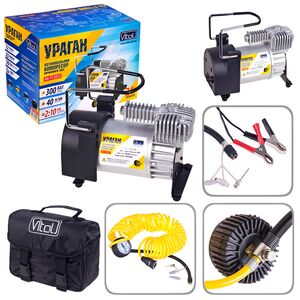 Компресор" Ураган" КА-У12055 150psi / 23Amp / 35л / клеми / шланг7.5м