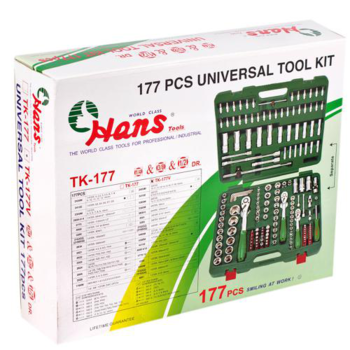 Набір інструменту 1/4", 3/8", 1/2" DR 177 од., HANS tools TK-177V