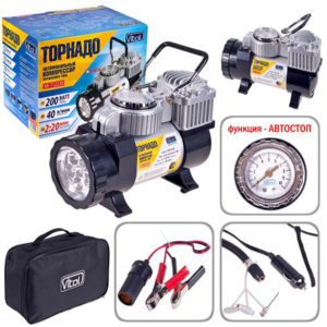 Компресор" Торнадо" КА-Т12220 150psi / 14Amp / 35л / прикур. + Перехідник / ліхтар / Автостоп