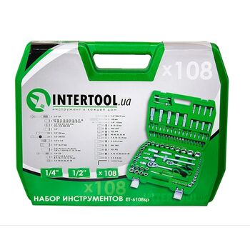 Набор инструментов 1/2" & 1/4" 108ед. INTERTOOL ET-6108SP