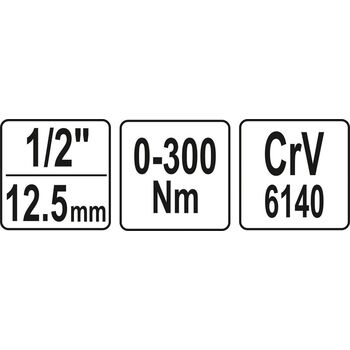 Ключ динамометрический стрелочный квадрат 1/2 ", F = 0-300 Нм, YT-07641 YATO