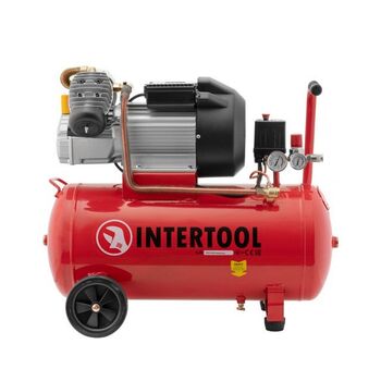 Компрессор 50 л, 3 кВт, 220 В, 10 атм, 420 л/мин, 2 цилиндра PT-0007 INTERTOOL