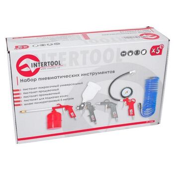 Компрессор 50л 2-х цилиндровый и набор покрасочный PT-0007-PT-1502 Intertool 