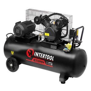Компресор 100 л, 3 кВт, 380 В, 10 aтм, 500 л/хв., 2 циліндри INTERTOOL PT-0013