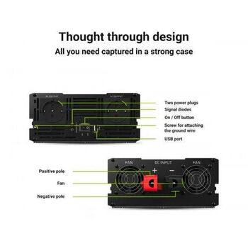 Інвертор 12V у 220V 500W/1000W модифікована синусоїда Green Cell INV16M