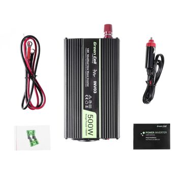 Перетворювач напруги інвертор 12V в 220V 500W/1000W, чиста синусоїда, Green Cell INV16