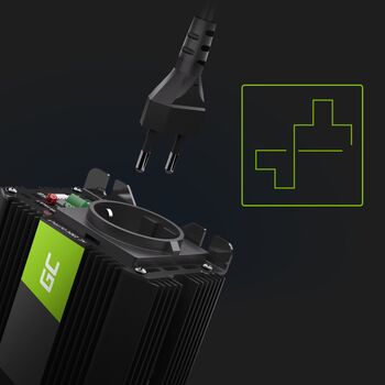 Перетворювач напруги інвертор 12V в 220V 500W/1000W, чиста синусоїда, Green Cell INV16
