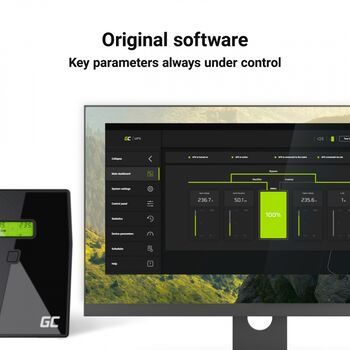 Источник бесперебойного питания UPS 1500VA 900W с ЖК-дисплеем 4x розетки Green Cell UPS04