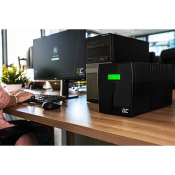Источник бесперебойного питания UPS 1500VA 900W с ЖК-дисплеем 4x розетки Green Cell UPS04