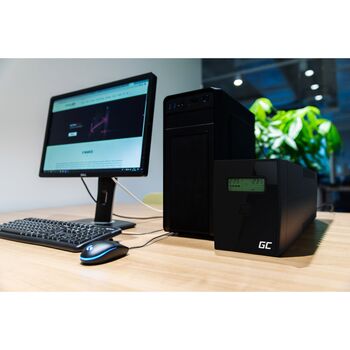 Источник бесперебойного питания UPS 1500VA 900W с ЖК-дисплеем 4x розетки Green Cell UPS04