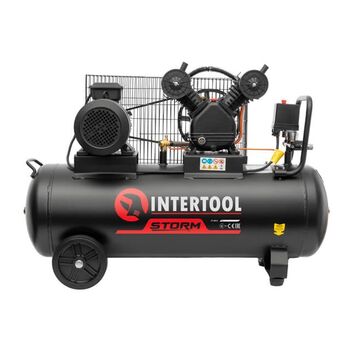 Компрессор 100л, 4HP, 3кВт, 380В, 10атм, 500л/мин, 2 цилиндра (PT-0013 Intertool)