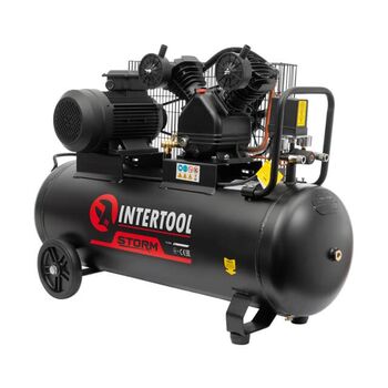 Компрессор 100л, 4HP, 3кВт, 380В, 10атм, 500л/мин, 2 цилиндра (PT-0013 Intertool)