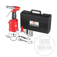 Пистолет заклепочный пневматический в чемодане с аксессуарами (PT-1304 Intertool)